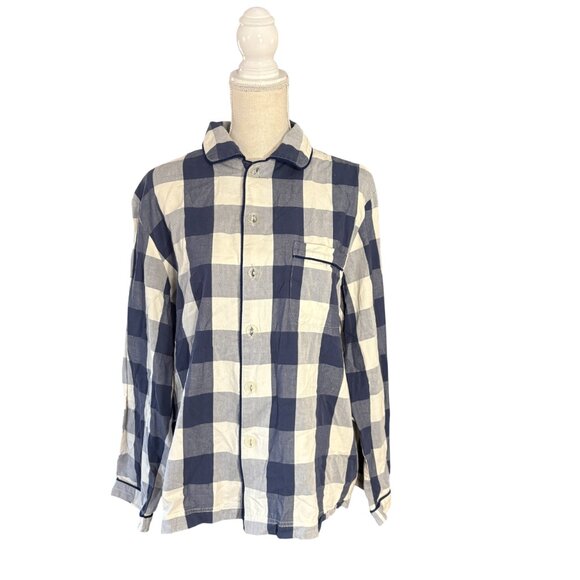 Hästens Blue Check Pajama Shirt TOP ONLY M medium plaid button up Hastens - Picture 3 of 11